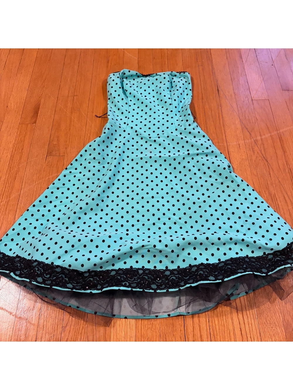 Vintage Y2K teal polka dot 50s retro dress